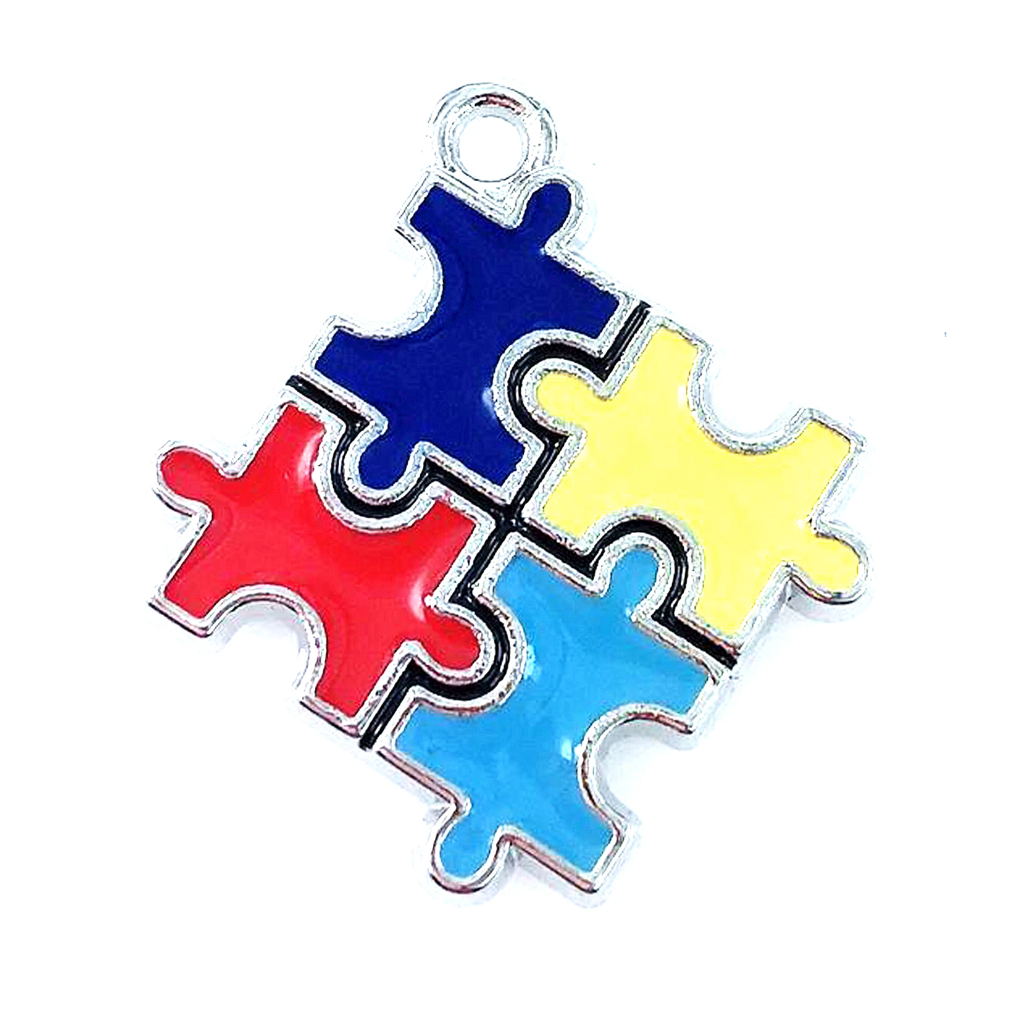 Wholesale 100pcs Color Enamel Autism Awareness Jigsaw Puzzle Piece Dangle Charms pendant Fit DIY Necklace Bracelet Jewelry | Украшения и