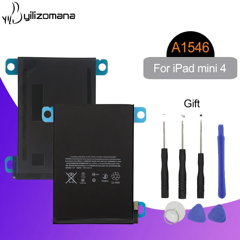YILIZOMANA аккумулятор для Apple iPad mini 4 A1546 A1538 A1550 5124 мАч сменный литий-полимерный аккумулятор для планшета с инструментами