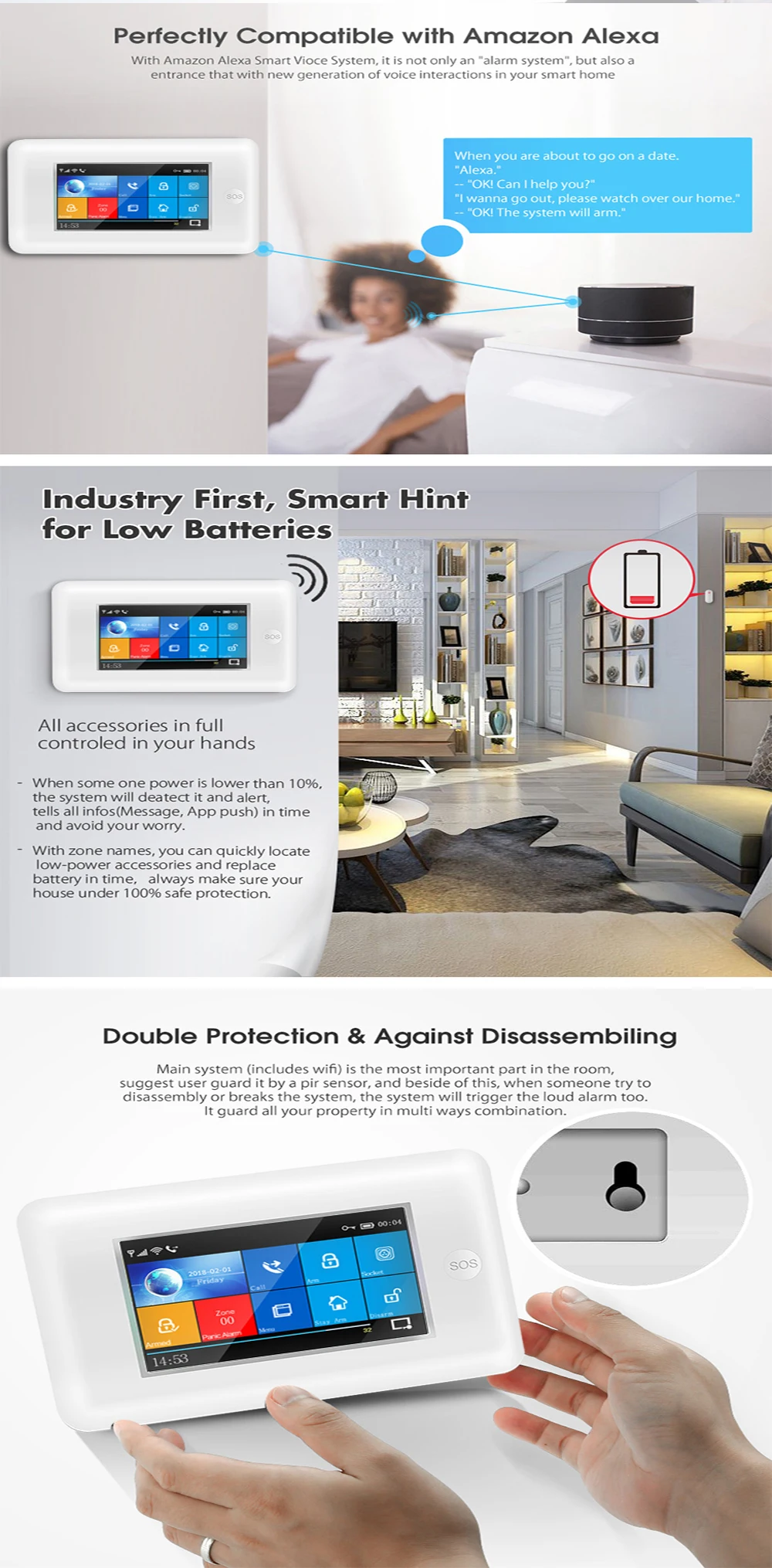 PGST 3g IOS Android wifi беспроводной дом домашние охранные сигнализации система управления приложением комплект с Alexa Fuction охранная сигнализация для дома