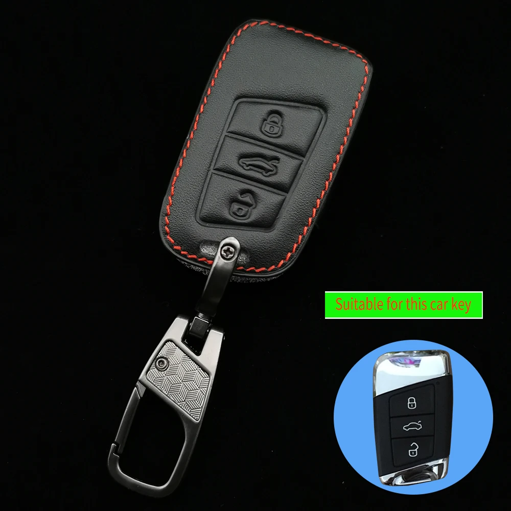 

3-Button Leather Remote Key Cover For Volkswagen Tiguan Golf Mk7 Seat Ibiza Leon Skoda Octavia Altea Aztec Car Case Accessories