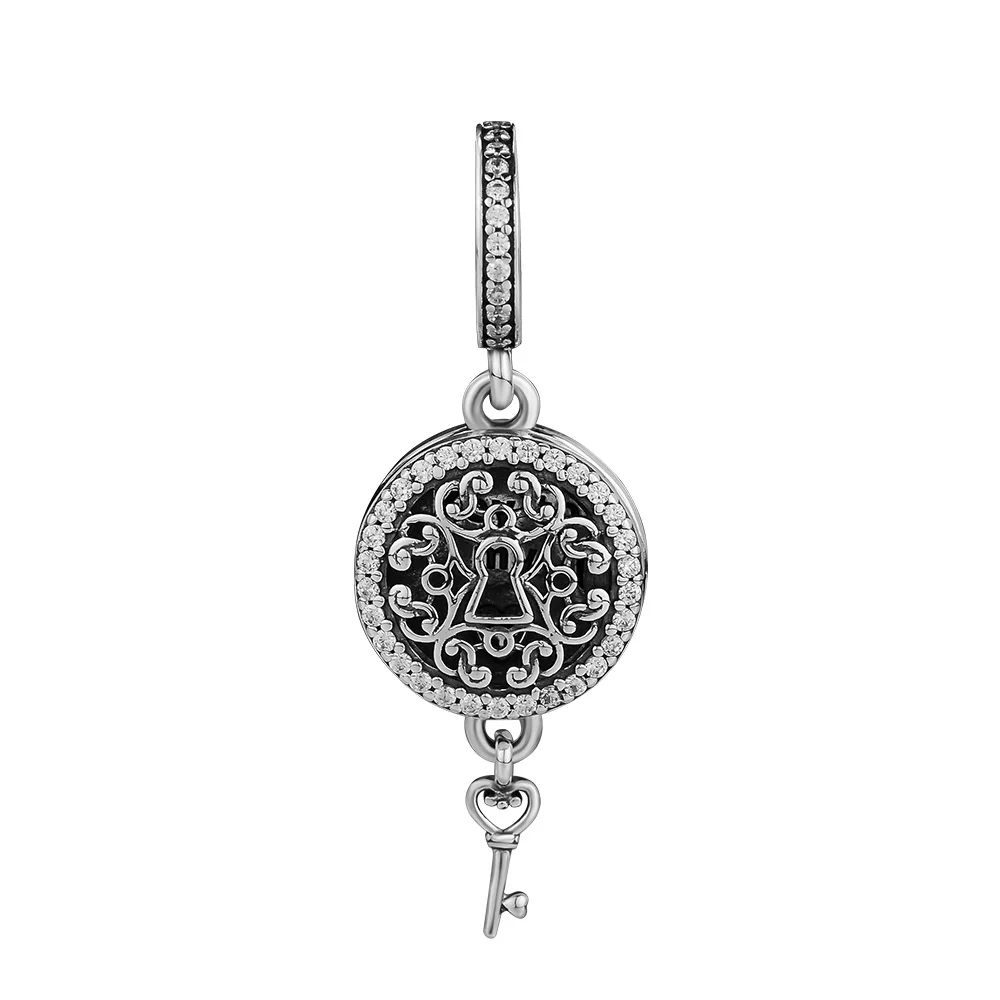 

Fit CKK Charms Bracelets Genuine 925 Sterling Silver Regal Love Key Dangle Charm Beads for Jewelry Making DIY Pulseras