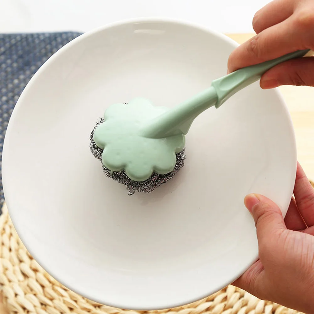 Вращающаяся щетка из нержавеющей стали с длинной ручкой кухонная подвесная для