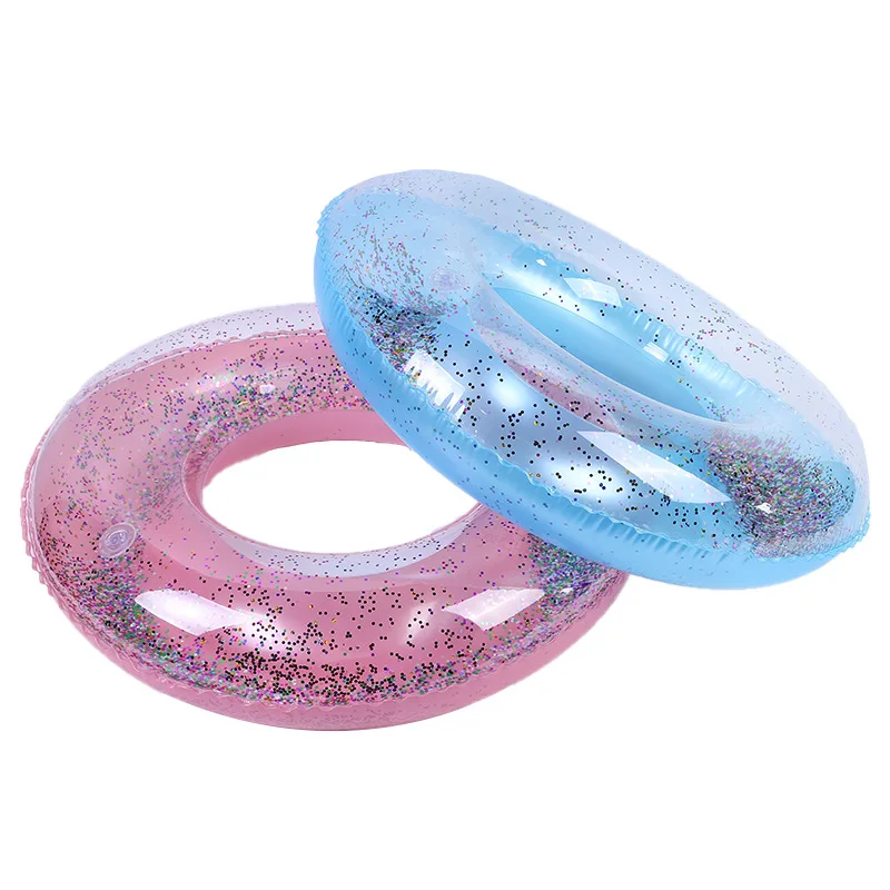 

Newly Transparent Inflatable Swim Tube Glitter Raft Round Swim Ring for Summer Pool FIF66