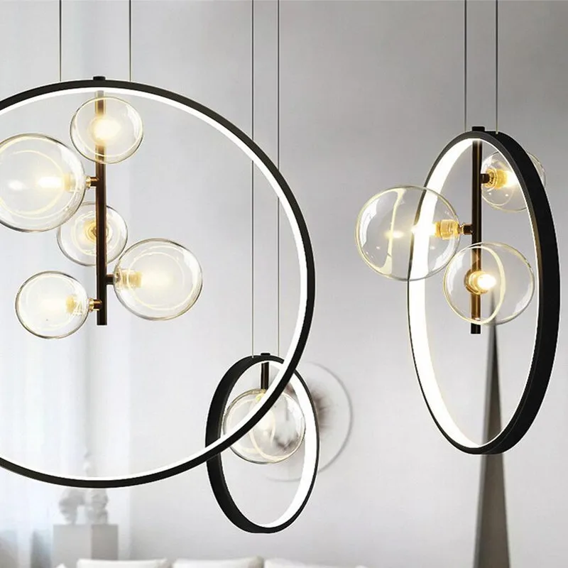 

Metal Hanging Light Black 36W Bright Round Ring Pendant Light for Bar Dining room Entrance Bedside Suspension lighting