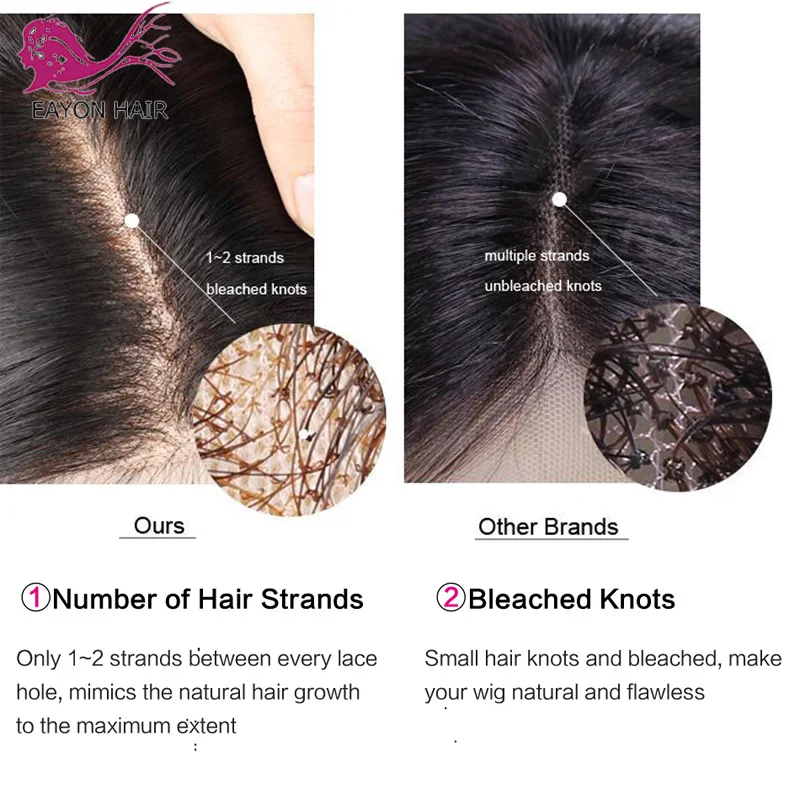 Парики из натуральных волос EAYON волнистые без клея|Парик на кружеве| |