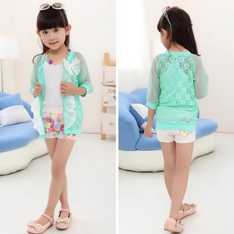 Куртка кружевная детская с коротким рукавом и защитой от солнца От 2 до 7 лет |