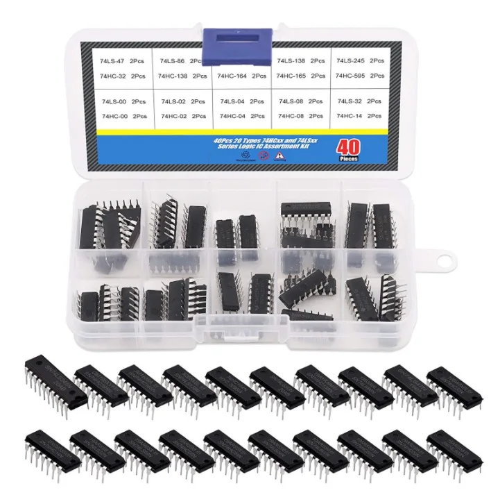 

40Pcs 74HCxxx and 74LSxxx Series Low-Power Logic IC Assortment Kit