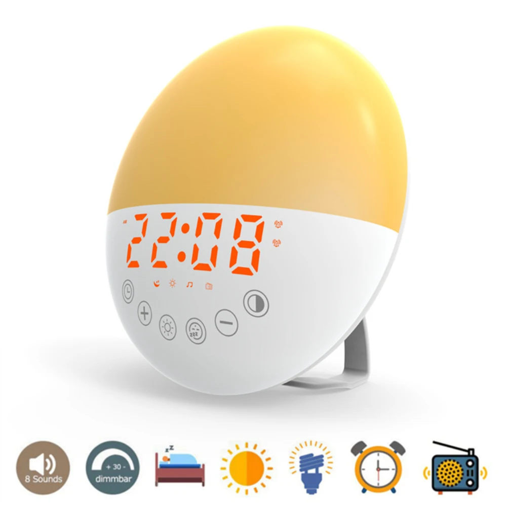 

New Wake Up Light Workday Alarm Clock with 7 Colors Sunrise/Sunset Wake-up Clock Radio Music Atmosphere Digital Dual Alarm Clock