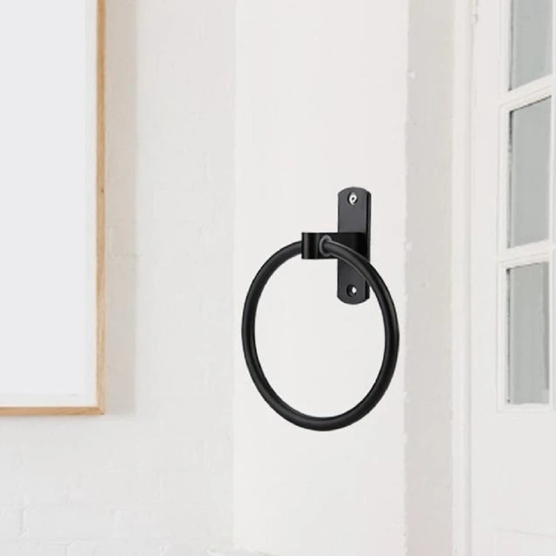 

2 Pack Towel Ring Hand Towel Holder for Bathroom Hand Towel Racks Wall Mount Bathroom Hardware Black