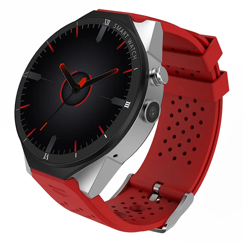 Red KingWear KW88 Pro 3g gps wifi Смарт-часы телефон Android 7,0 MTK6580 четырехъядерный 1 Гб 16 Гб 2,0 МП камера Видеозвонок спортивные Смарт-часы - Цвет: Red
