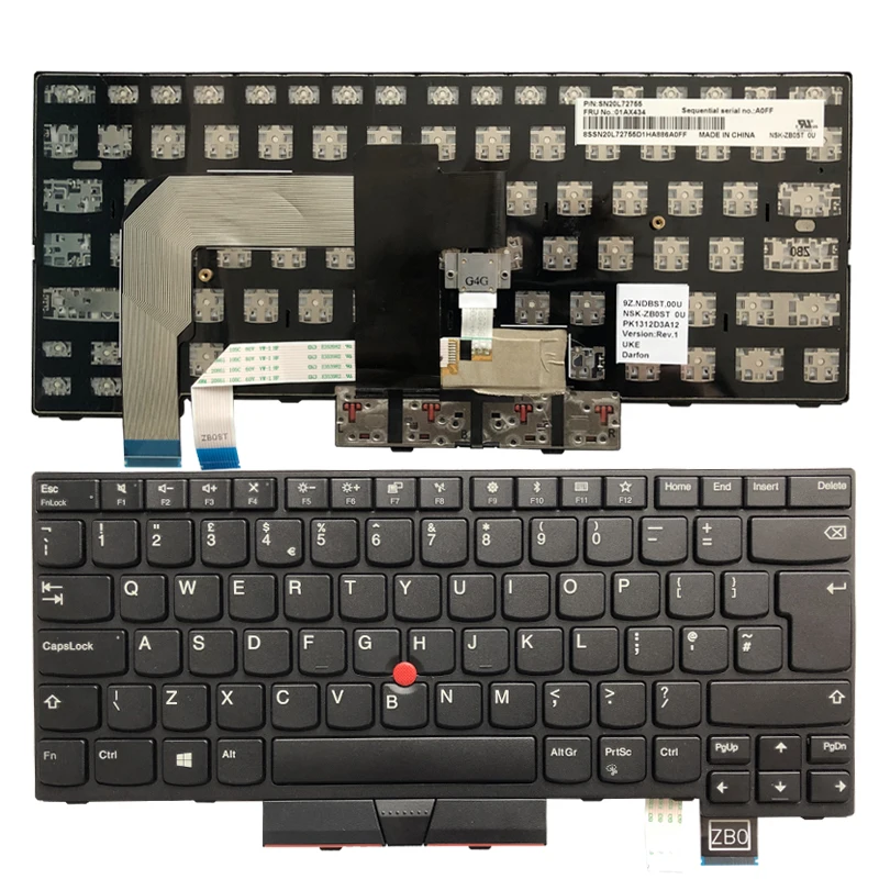 

New UK laptop keyboard for Lenovo IBM ThinkPad T470 UK laptop keyboard black NO backlight
