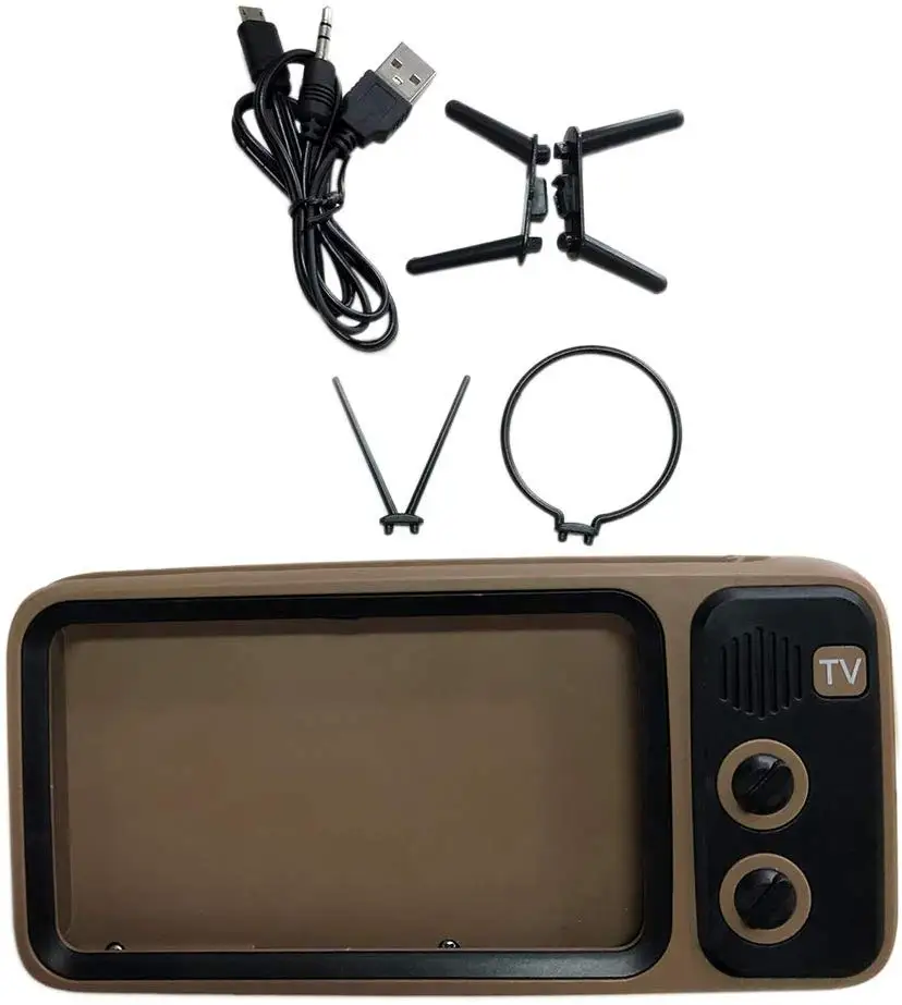 Portable Retro Mini Bluetooth Speaker TV Design Phone Holder BT with Screen Stand 3D Stereo Sound | Электроника