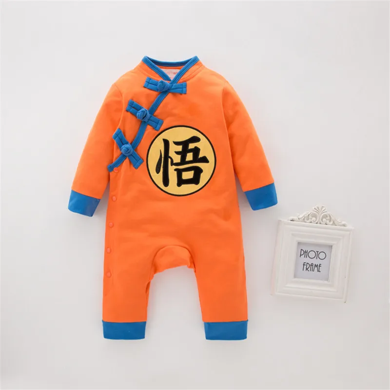 Одежда для новорожденных с рисунком Dragon Ball, Комбинезоны для маленьких мальчиков с рисунком из мультфильма «Сон Гоку», осенний костюм с длинными рукавами для малышей - Цвет: Son Goku