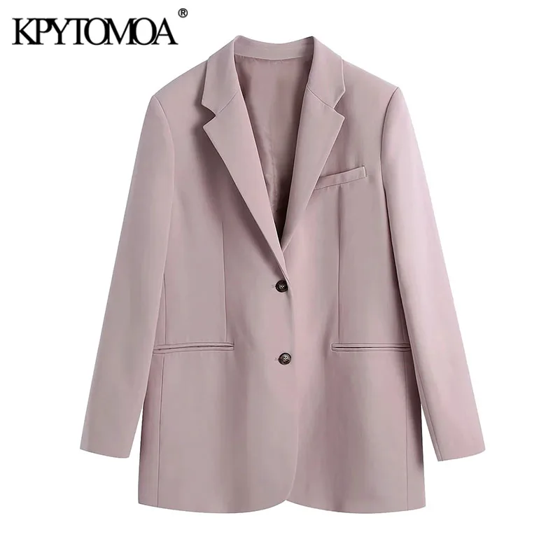 

Женский однобортный пиджак KPYTOMOA, винтажный прямой пиджак с длинным рукавом и карманами, верхняя одежда 2021
