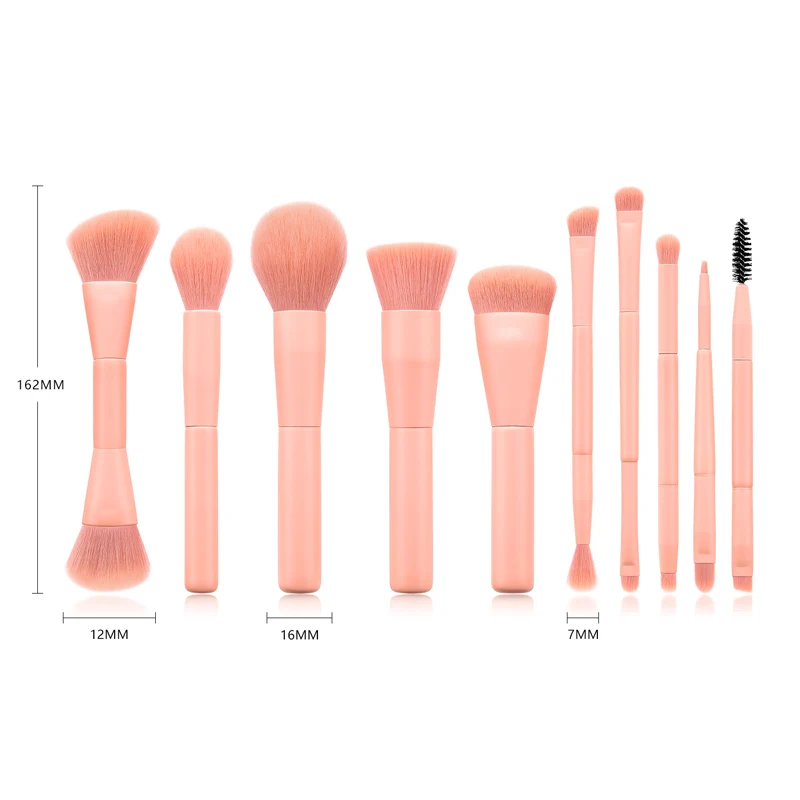 

10pcs Fine Makeup Brush Soft Smooth Beauty Makeup Tool Powder Blush Fan Double-head Brush EY669