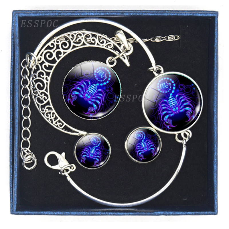 Ювелирный Комплект из колье серёг браслета и коробок с 12 созвездиями