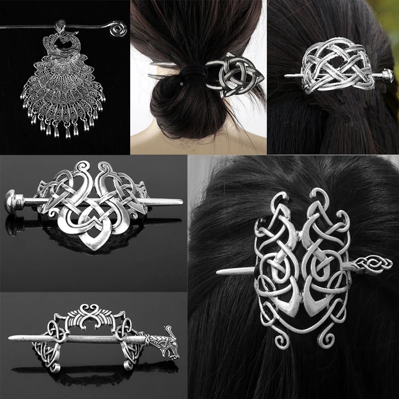 Заколки для волос викингов кельтика узлы корона руны заколки скользящая