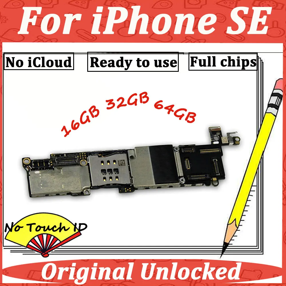 Оригинальная материнская плата для iPhone SE 5 SE, 16 ГБ, 32 ГБ, 64 ГБ, основная Материнская плата GSM, Заводская разблокированная, нет iCloud, блокировка, полные чипы