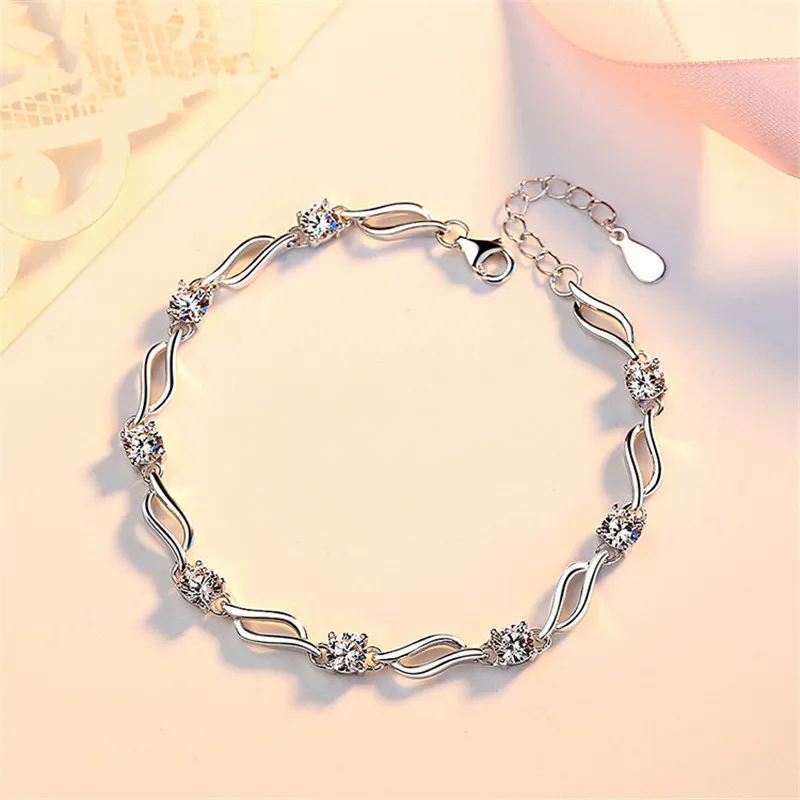 

925 Sterling Silver Jewelry Fashion Sweet Ladies Bracelet Jewelry Boutique Silver Jewelry Trendy Jewelry Factory Direct Sales