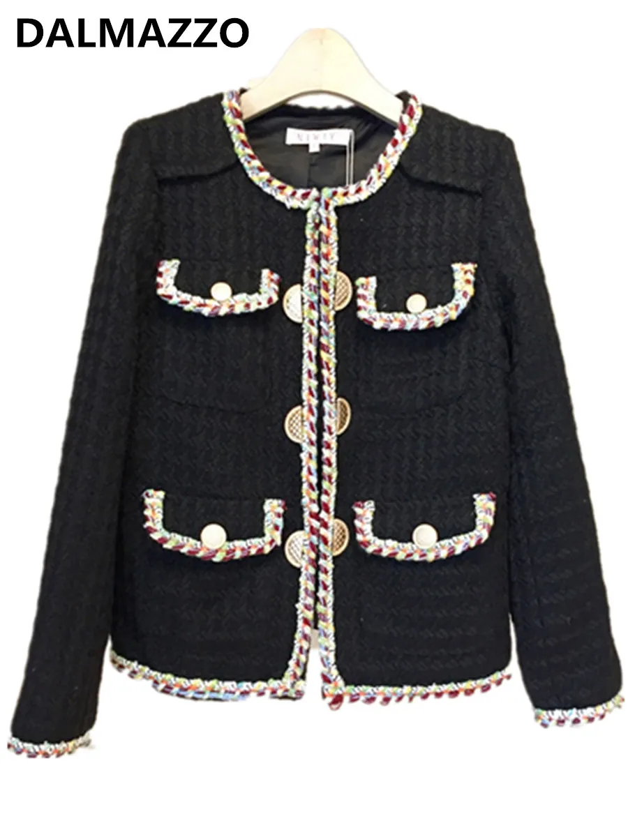 Женское твидовое пальто Осеннее повседневное с карманами 2019|Женские парки| |