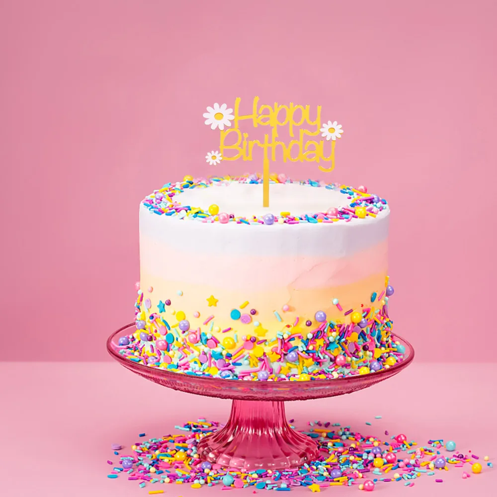 

6 Sets Flower Daisy Cake Topper Safe Cake Decor Topper Delicate Cake Topper