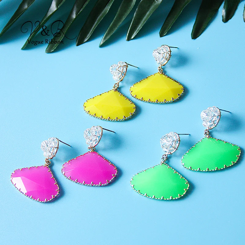 Серьги-Подвески ручной вязки стеклянные серьги-гвоздики с цветными полимерными