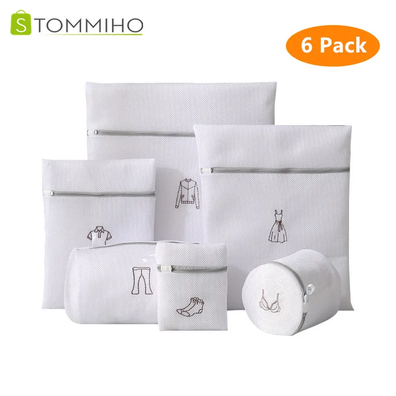 

6Pcs/set Mesh Laundry Bags Wash Bag For Underwear Bra Socks Delicates Dirty Clothes Organizer Travel Storage Organization