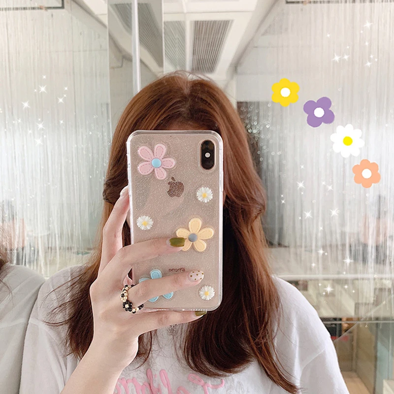 Милый прозрачный чехол для телефона с цветами iPhone 11 Pro 7 XR 6 6s 8 Plus X XS Max мягкая