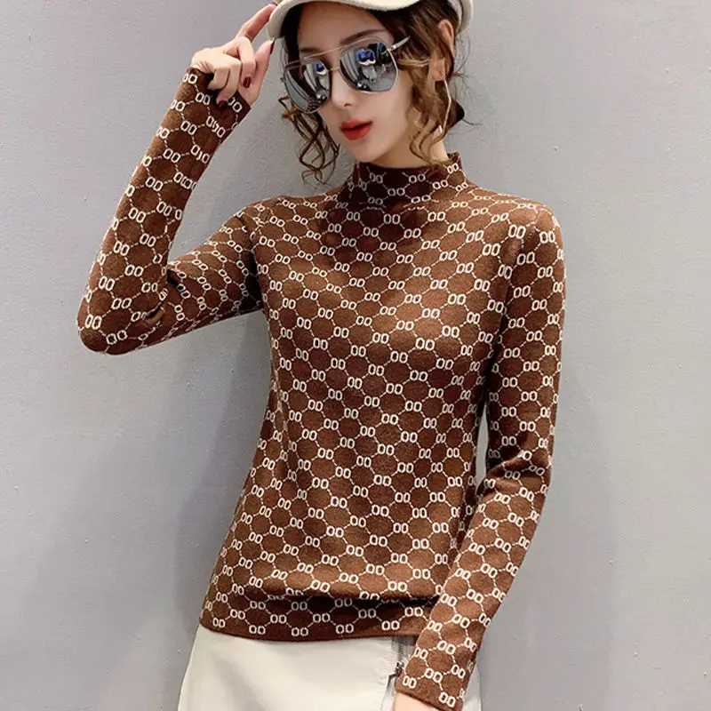 

Half high neck pullover sweater women foreign style self-cultivation knit autumn and winter tops with bottoming shirt women