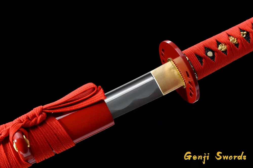 Handmade Full Tang Japanese Red Kill Bill Katana 1045 Carbon Steel Samurai Sword Sharpened Edge