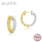 ALLNOEL, настоящее покрытие, золотые серьги-кольца, Стерлинговое Серебро 925 пробы, Женские Двухцветные кольца для девушек, Изящные Ювелирные изделия, новинка 2022