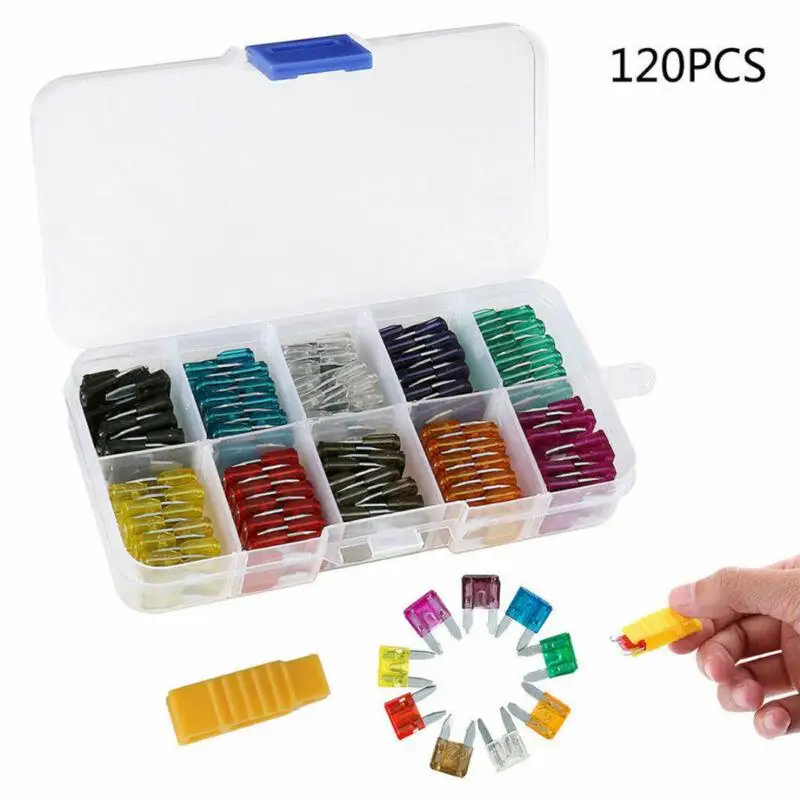 120 шт. набор предохранителей для автомобилей 2/3/5/7/10/15/20/25/30/35A | Строительство и