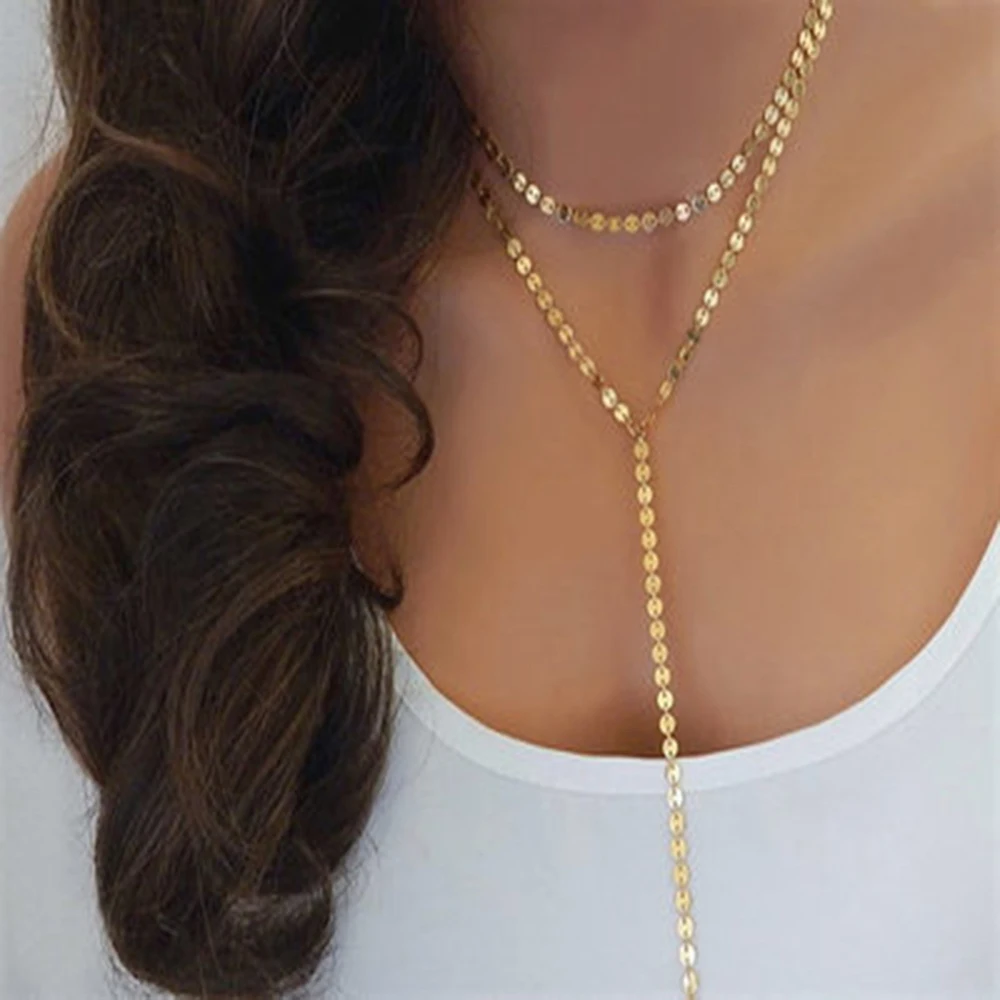 2019 foreign trade fashion handmade sequin necklace boho style multi-layer fringed jewelry gift for girls | Украшения и