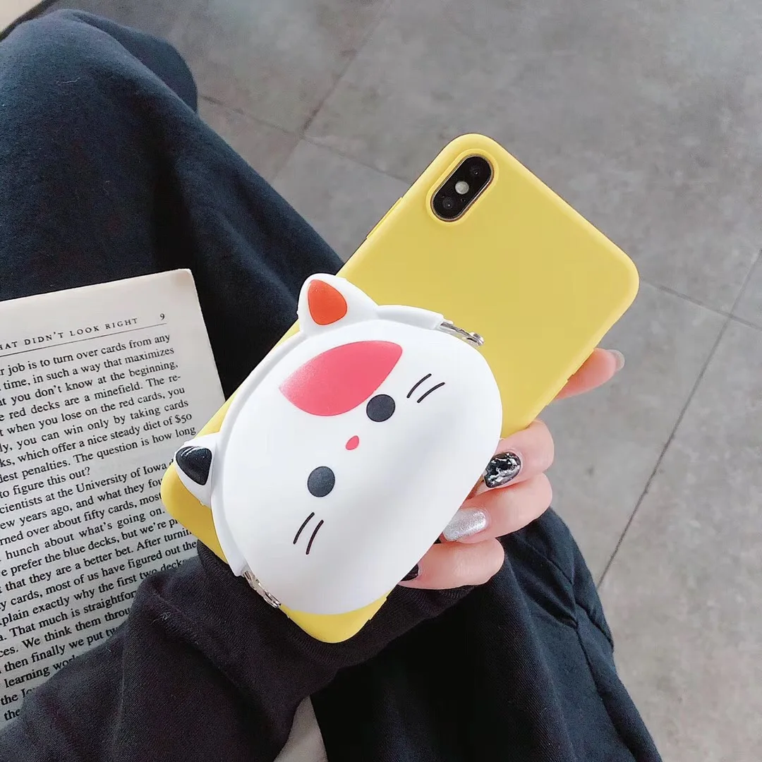 Мультяшный кошелек на молнии чехол для iPhone 7 6 s 8 plus X XS 11 Pro Max Xr Kitty bear сумка-чехол