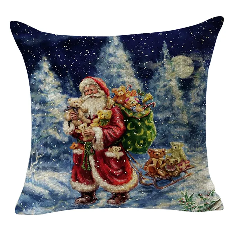 Чехол для подушки с рождеством льняная Подушка Сантой чехол дивана украшение
