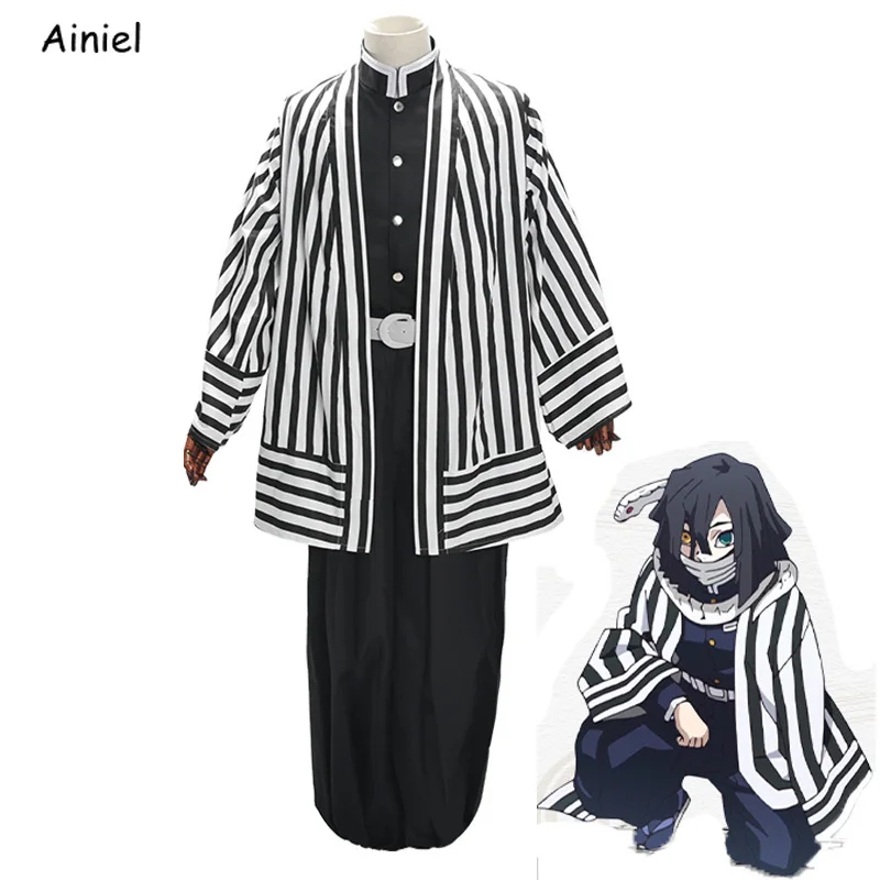 Ainiel Demon Slayer Косплей Disfraz Iguro Obanai костюм Kimetsu No Yaiba одежда кимоно призрака отряд