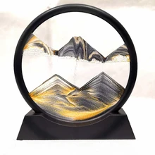12inch 3D Deep Sea Sandscape Moving Sand Art Picture Round Glass  In Motion Display Flowing Sand Frame Home Accessories