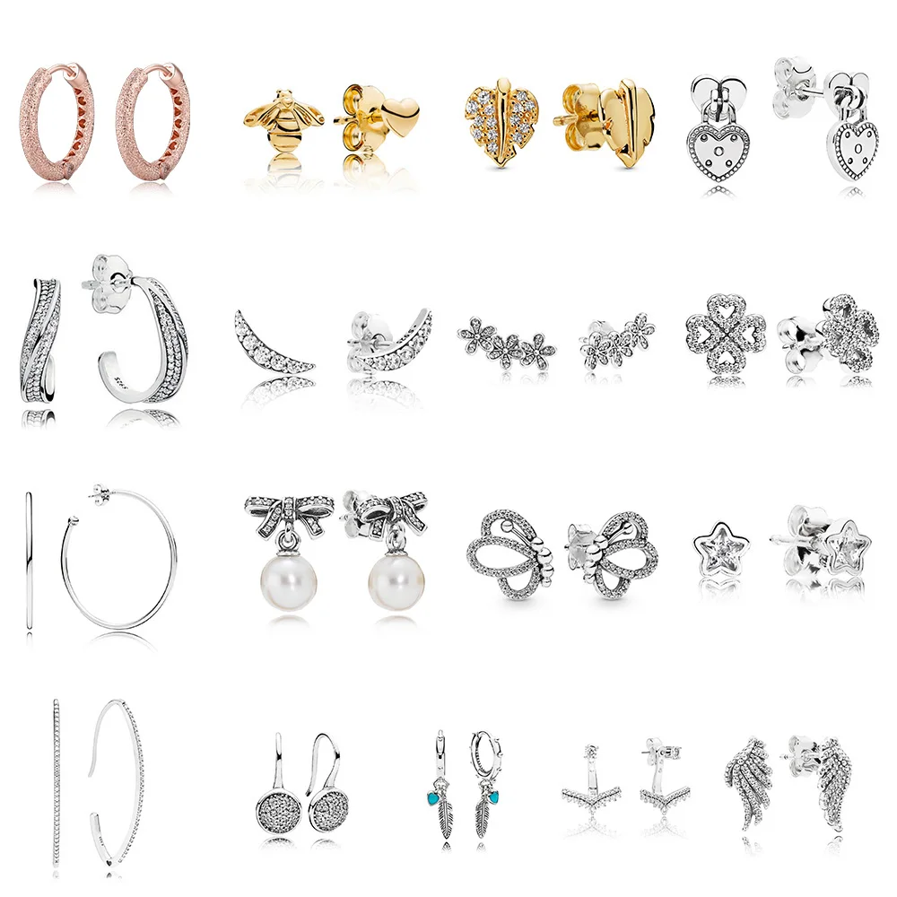 

Women Earrings Silver Rose Gold Clor Dreamcatcher Wing Four Leaf Clover For Women Wedding Party Jewelry