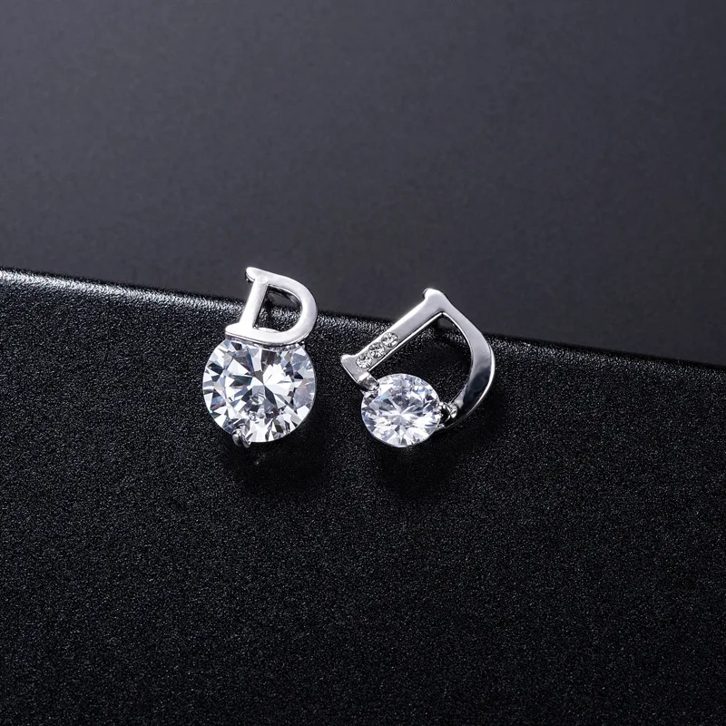 Новые популярные модные 925 пробы серебряные серьги с кристаллами и буквами для