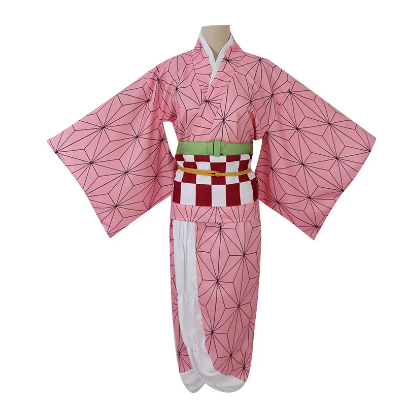 Женское кимоно для косплея парик и клоги из аниме убийца демонов: Kimetsu no Yaiba Kamado