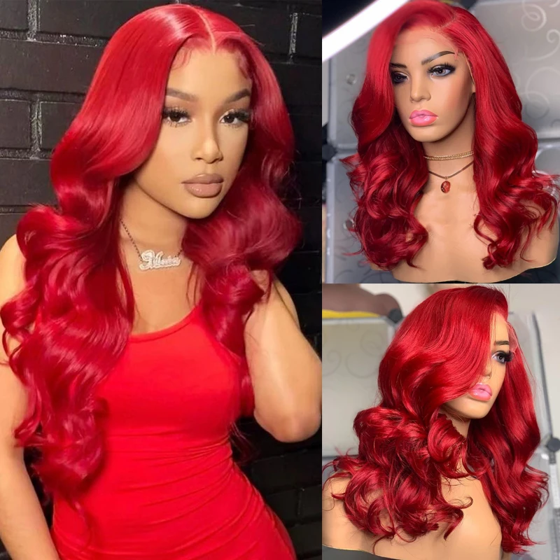 Body Wave 13X4 Lace Front Human Hair Wigs With Baby Hair Remy Light Red Lace Wigs For Women Human Hair