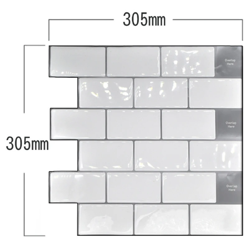 Пилинг и палка Backsplash 10X10 дюймов Съемный 3D стены метро плитки (упаковка из 4) для