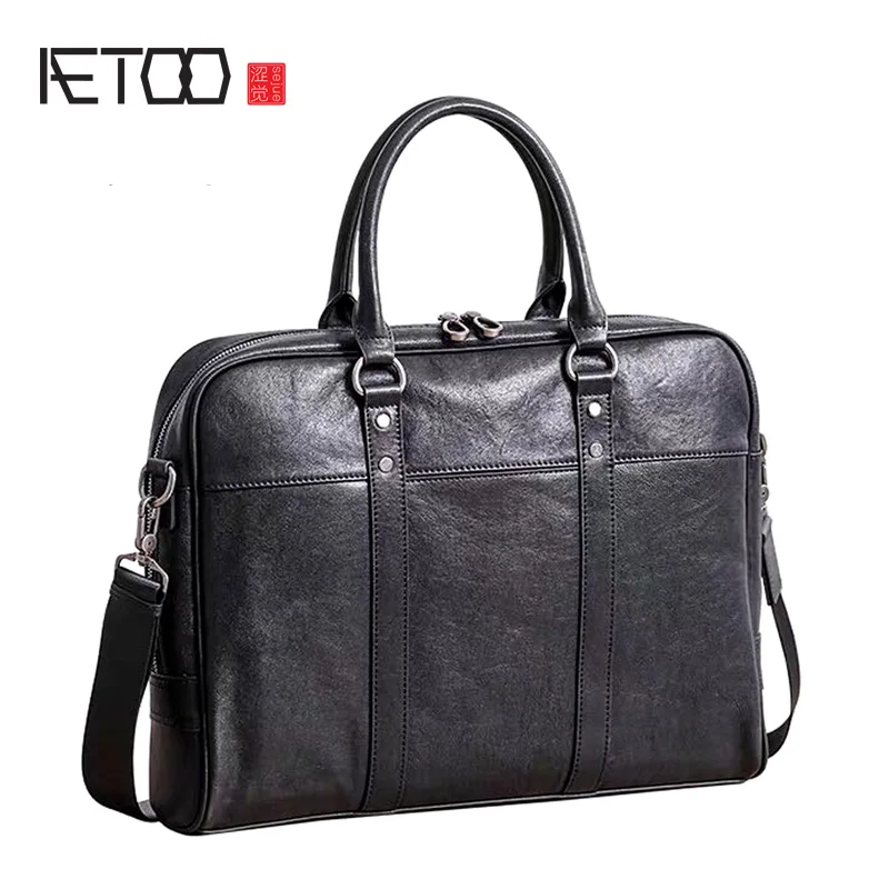 AETOO новая кожаная мужская сумка деловая Повседневная через плечо для компьютера