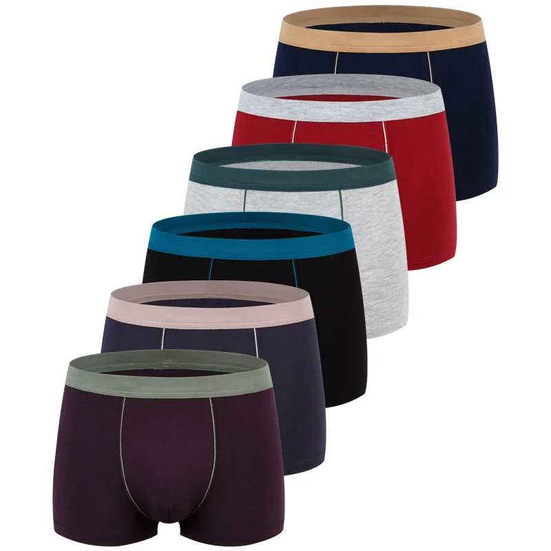 6Pcs/Lot Large Size Seamless Underwear Men Solid Cotton Boxer Shorts Men's Panties Breathable Boxers Mens Pack Underpants Man
