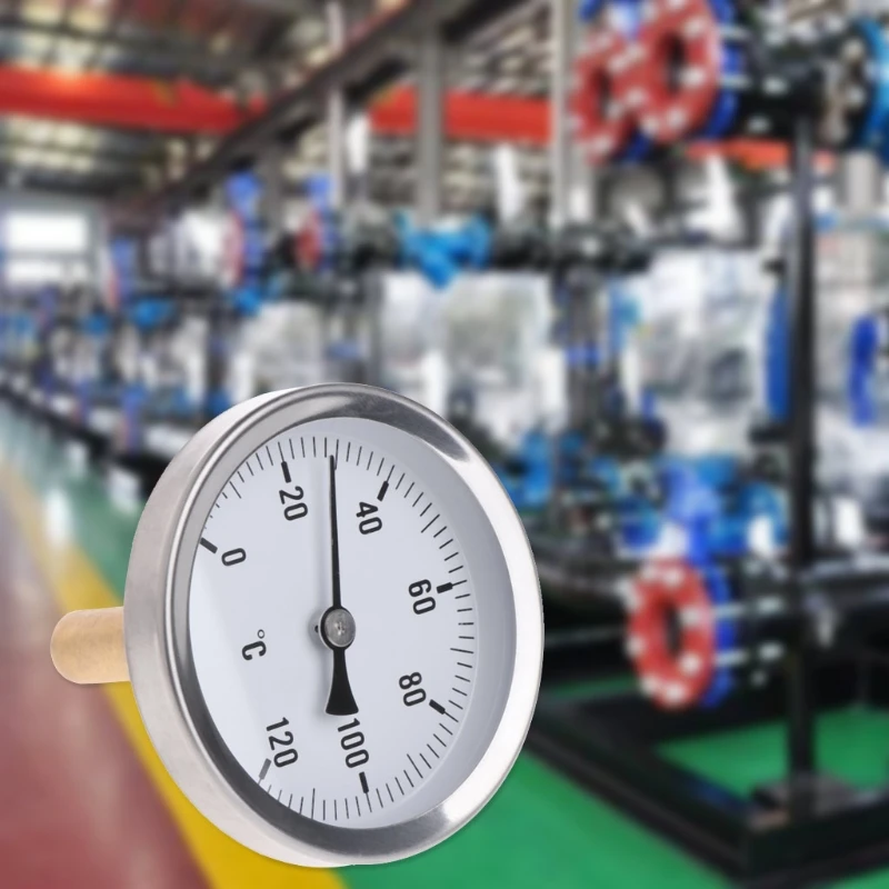 

63mm Dial Horizontal Thermometer Aluminum Temperature Gauge Meter Liquid Water 0-120C