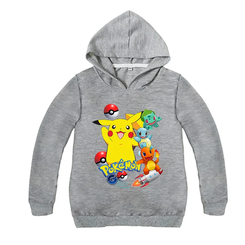 От 2 до 16 лет модные худи с Покемон Гоу для детей куртка Пикачу капюшоном