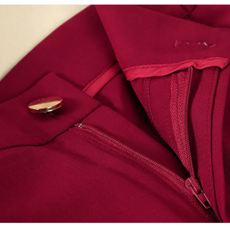 Женские костюмы однотонные брюки костюм большой размер для офиса с длинным