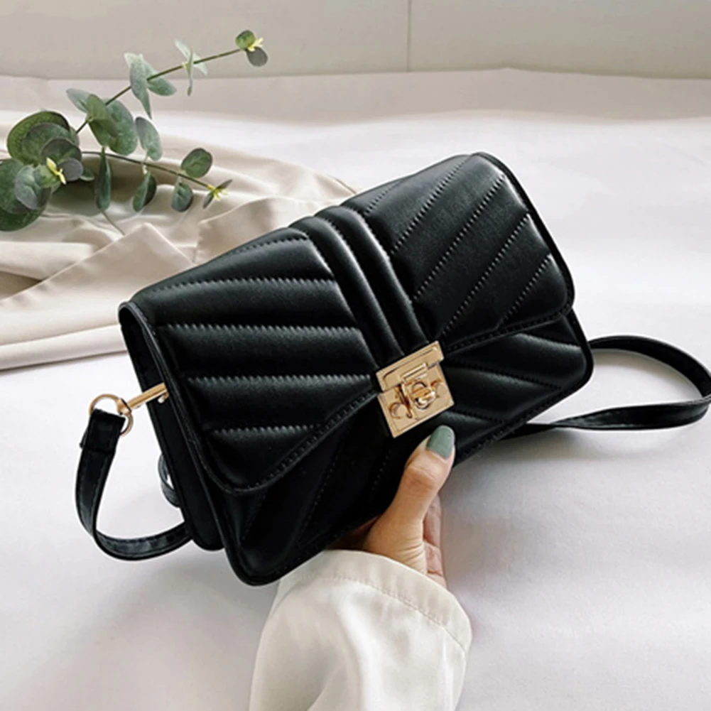 

Vintage Geometric Pure Color PU Leather Shoulder Bag Women Casual Crossbody Bags Small Square Flap Purse Handbags