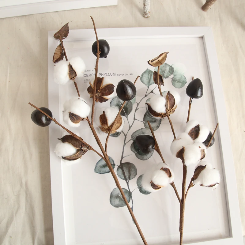 Натуральный сушеный хлопковый цветок 5 головок декоративное украшение для дома