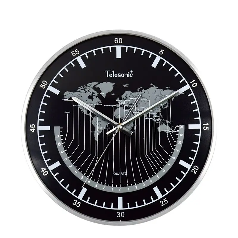 Большие металлические 3d настенные часы для гостиной Роскошная Карта мира